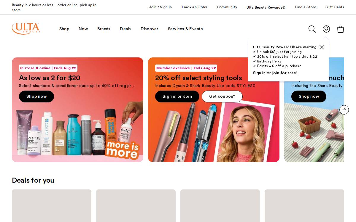 Ulta Salon Cosmetics Fragrance website preview