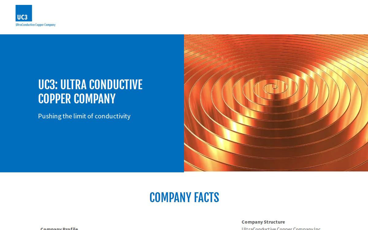 UltraConductive Copper website preview