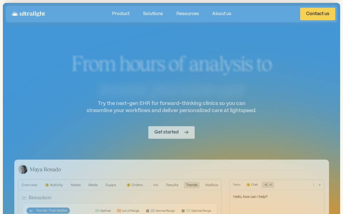 Ultralight website preview