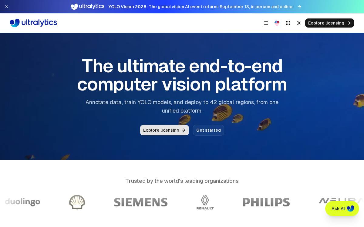 Ultralytics website preview