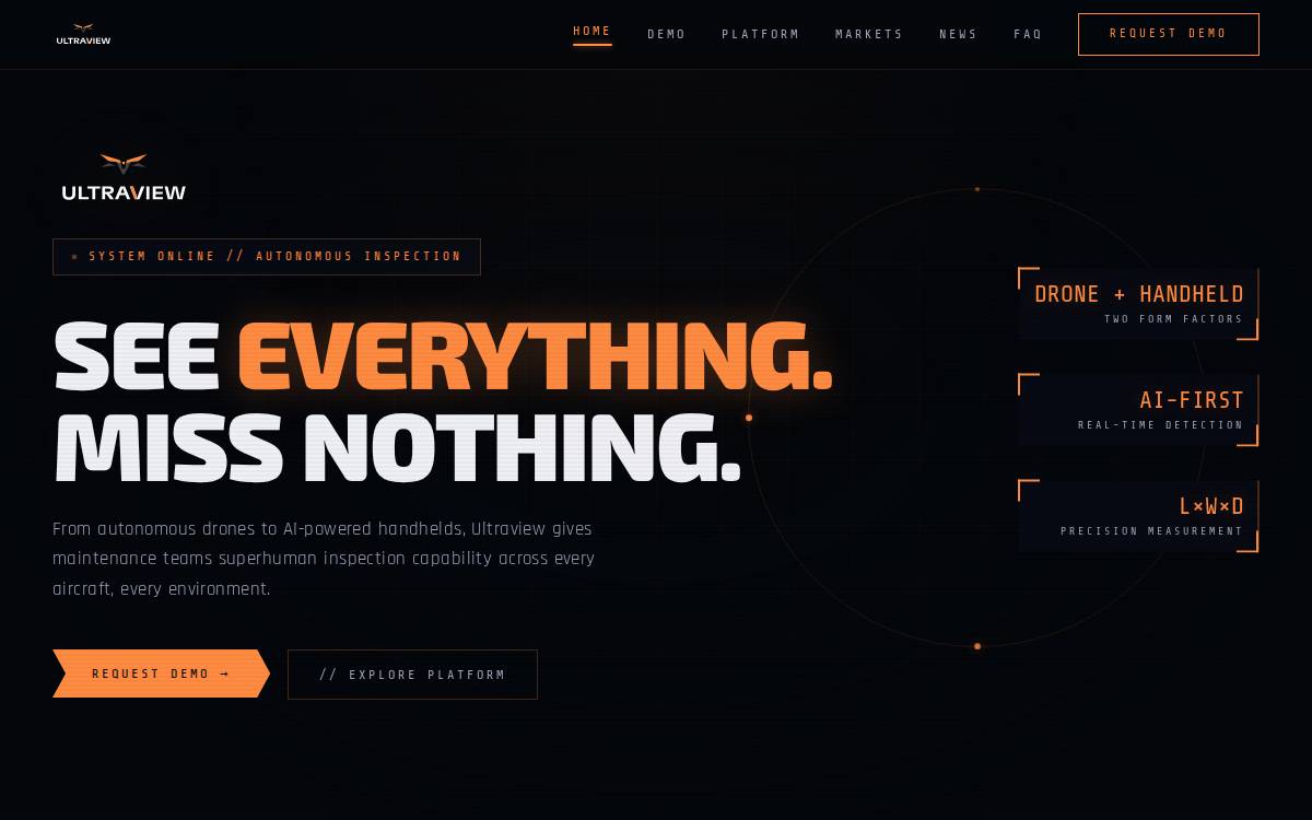Ultraview AI website preview