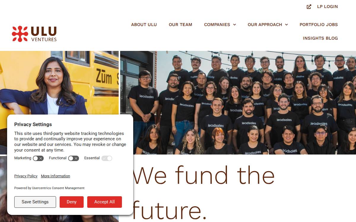 Ulu Ventures website preview