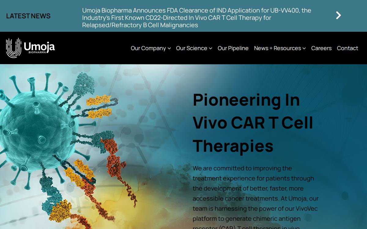Umoja Biopharma, Inc. website preview