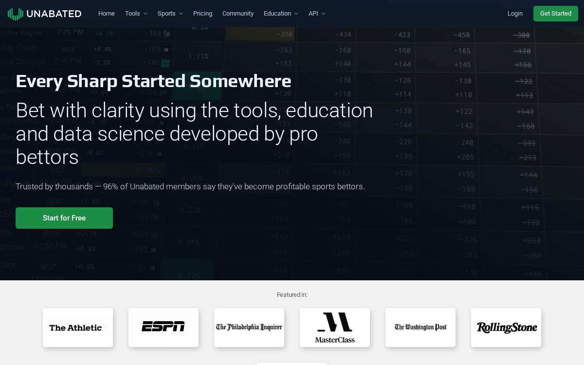 Unabated Sports website preview