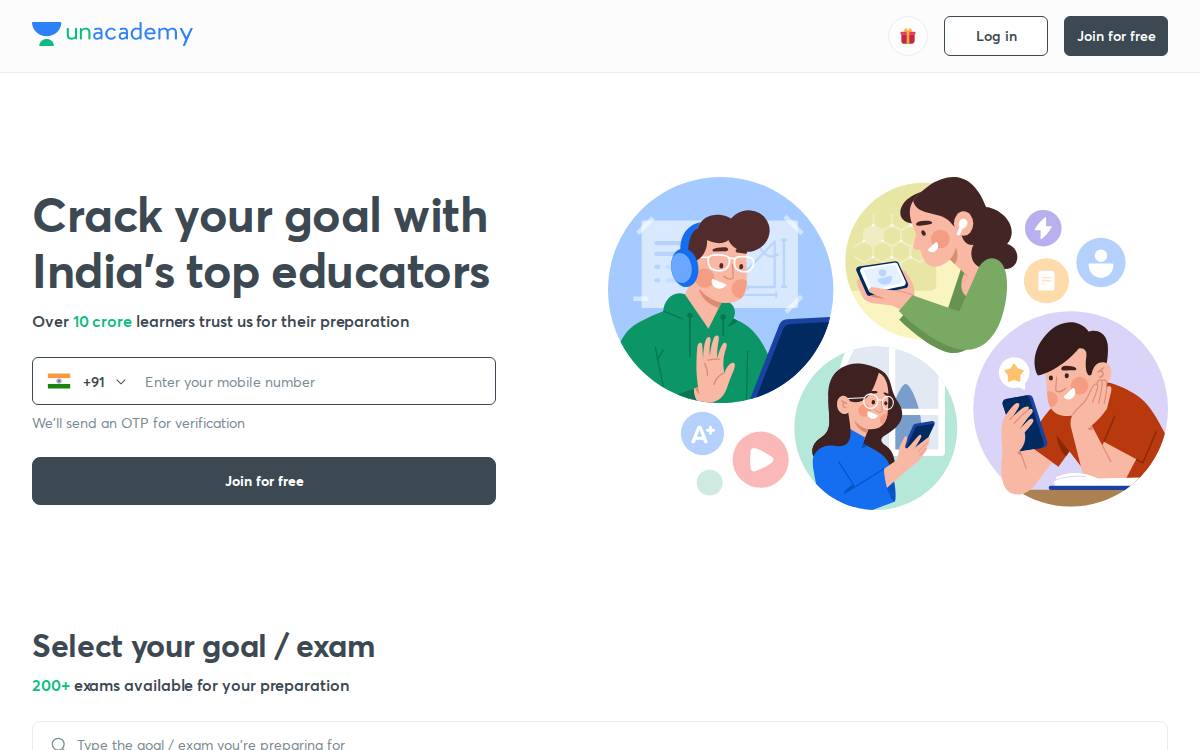 Unacademy EdTech website preview