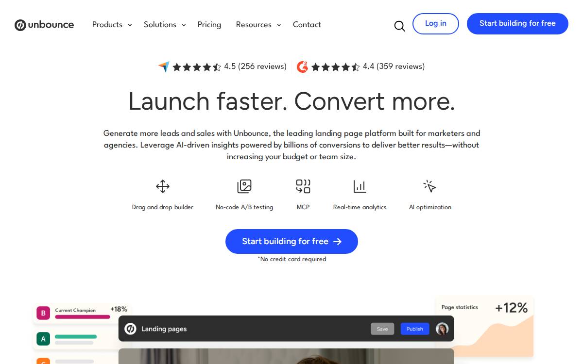 Unbounce website preview