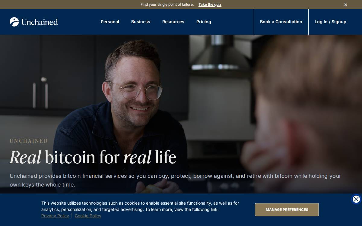 Unchained Capital website preview
