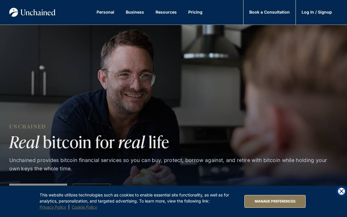 Unchained Capital website preview