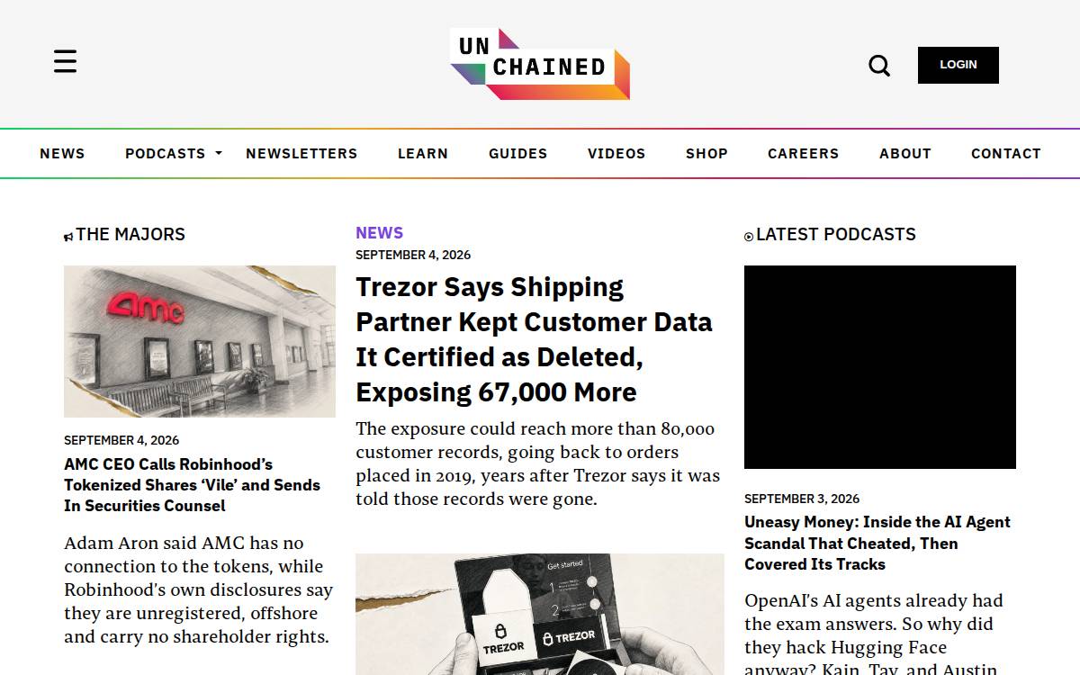 Unchainedcrypto website preview