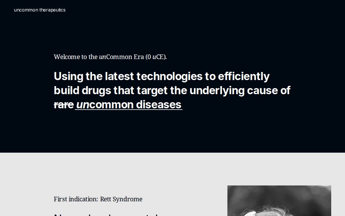 Uncommon Therapeutics website preview