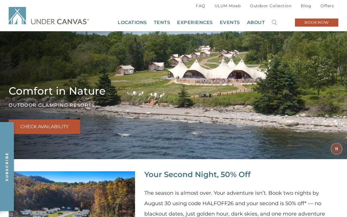 Under Canvas website preview