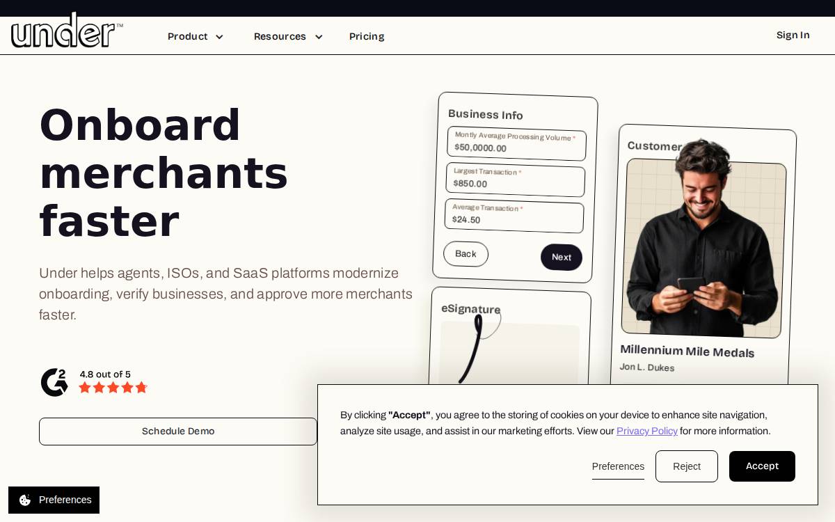 Under website preview