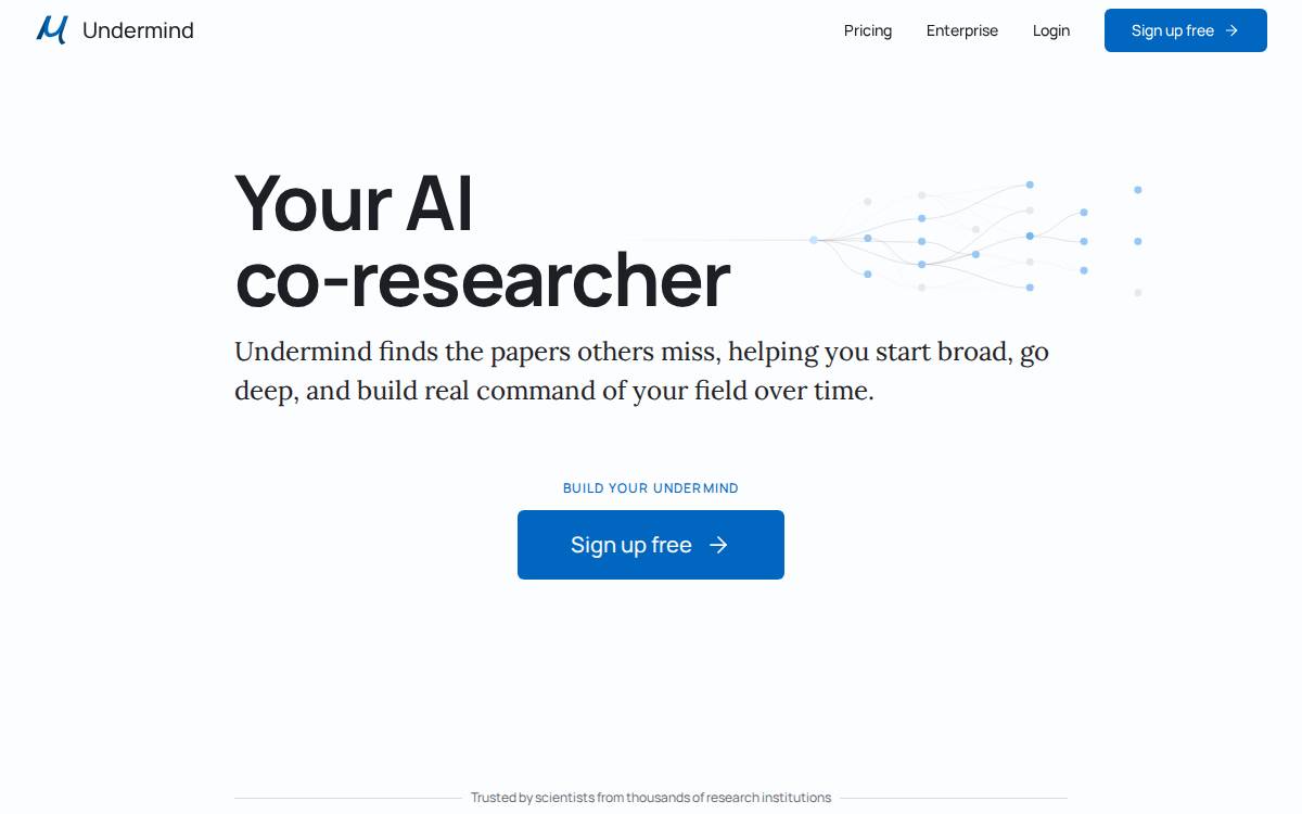 Undermind website preview
