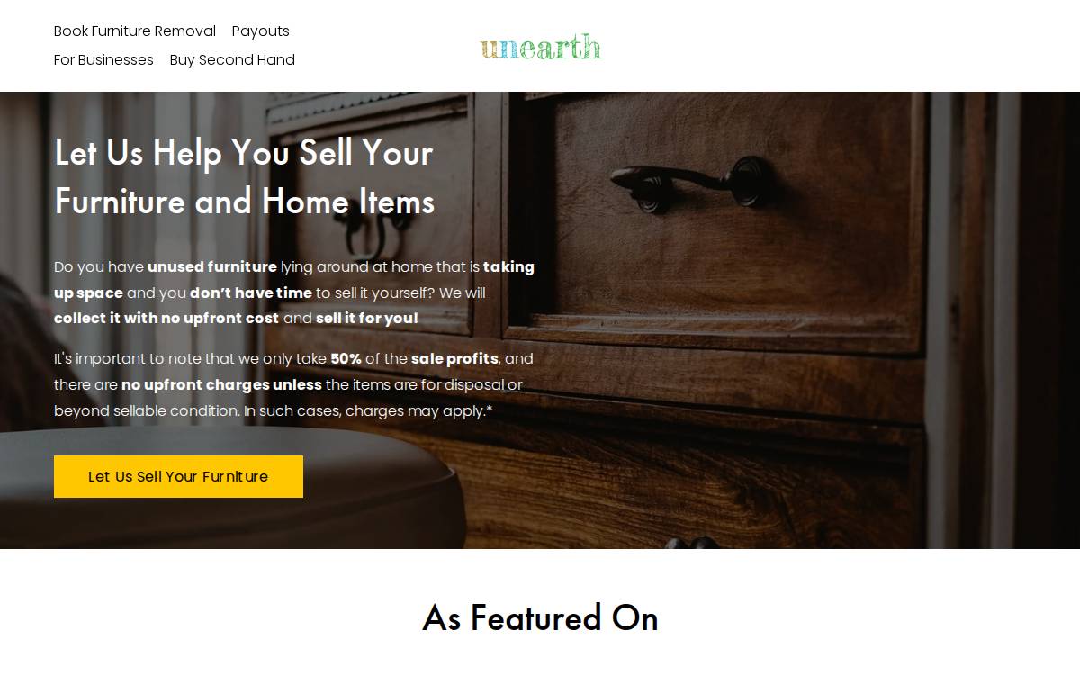 Unearth website preview