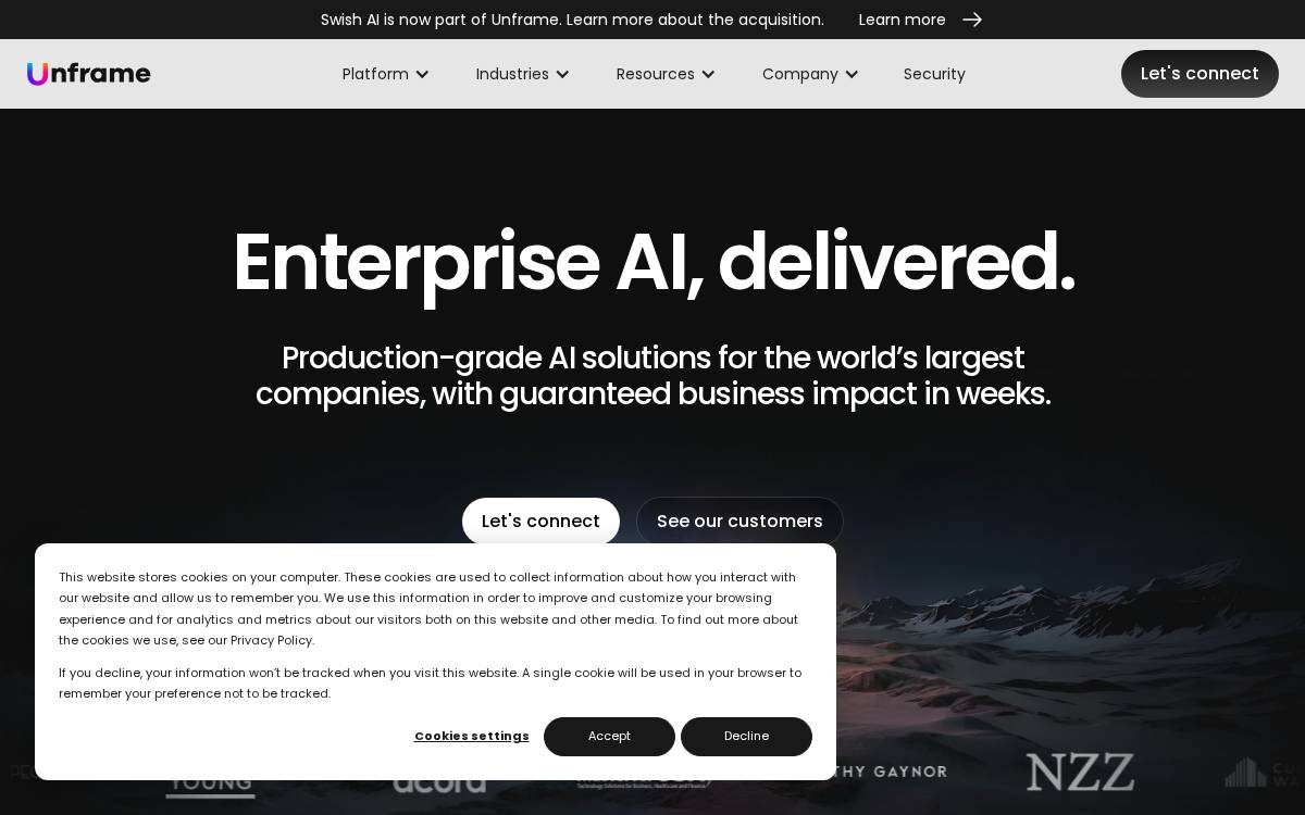 Unframe website preview