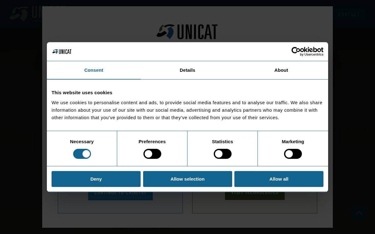 Unicat Catalyst website preview