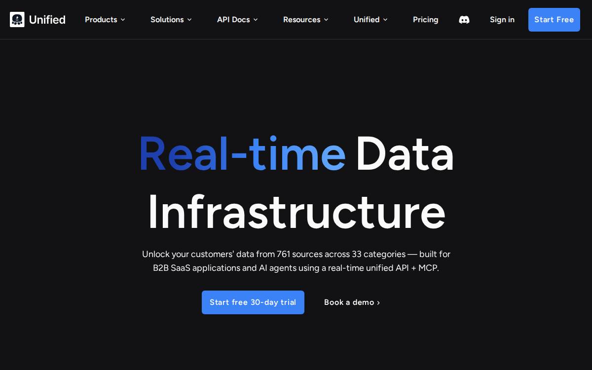 Unified API website preview