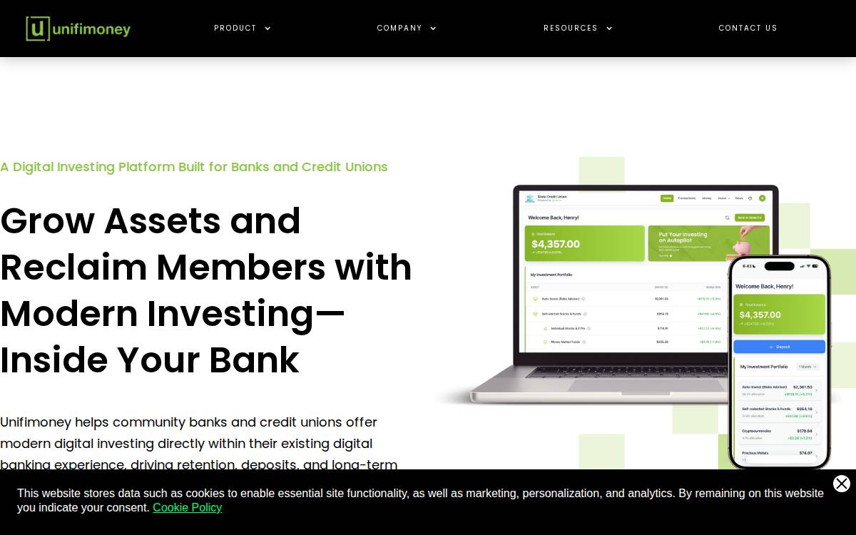 Unifimoney website preview