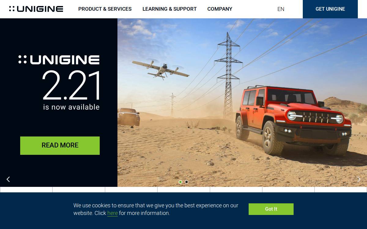 Unigine website preview