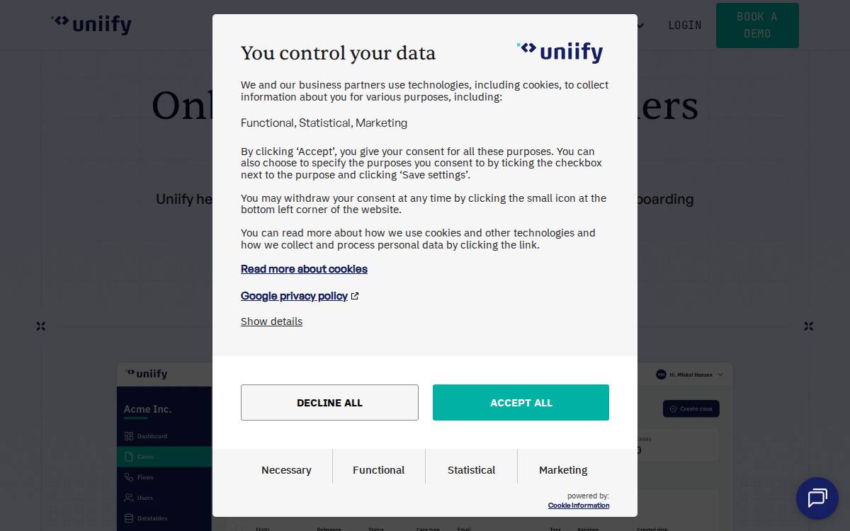 Uniify website preview