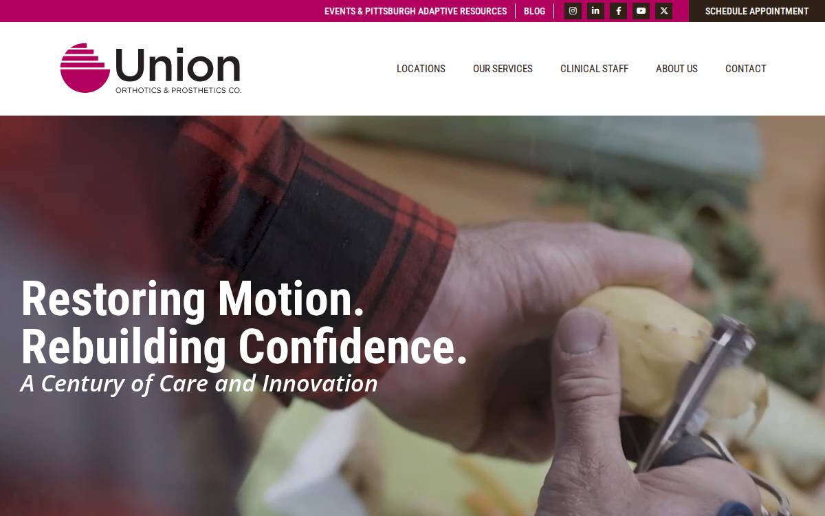 Union Orthotics & Prosthetics website preview