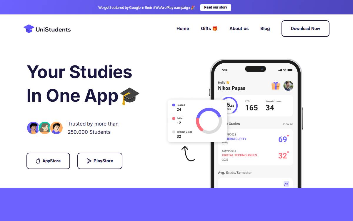 UniStudents website preview