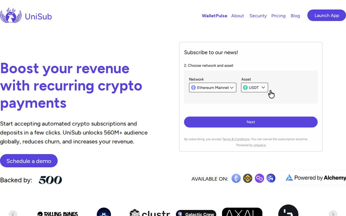 UniSub website preview
