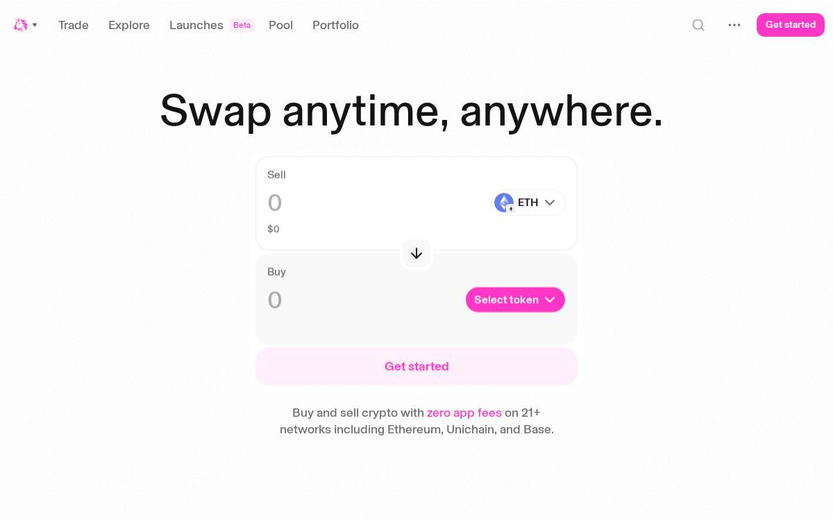 Uniswap website preview