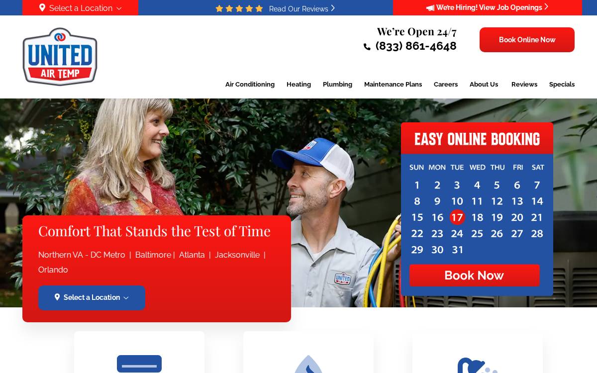 United Air Temp website preview