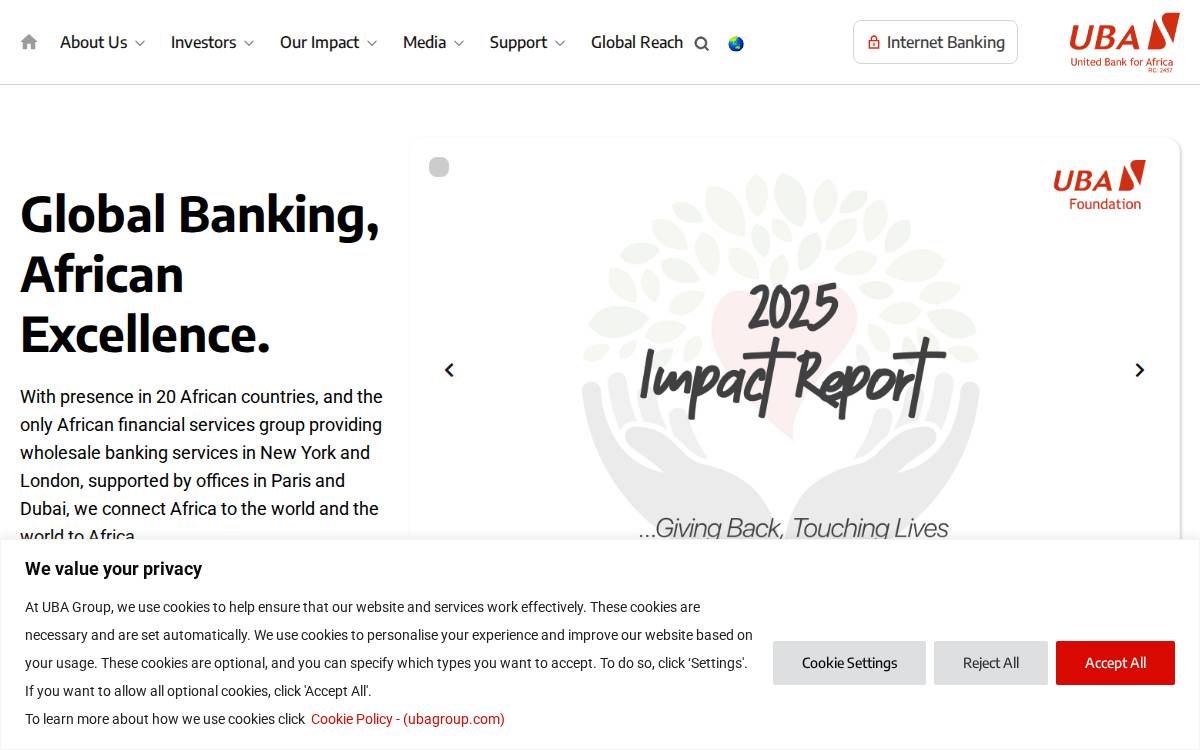 United Bank for Africa website preview