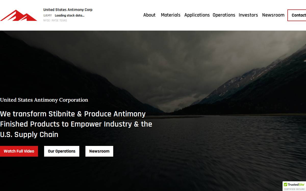 United States Antimony website preview