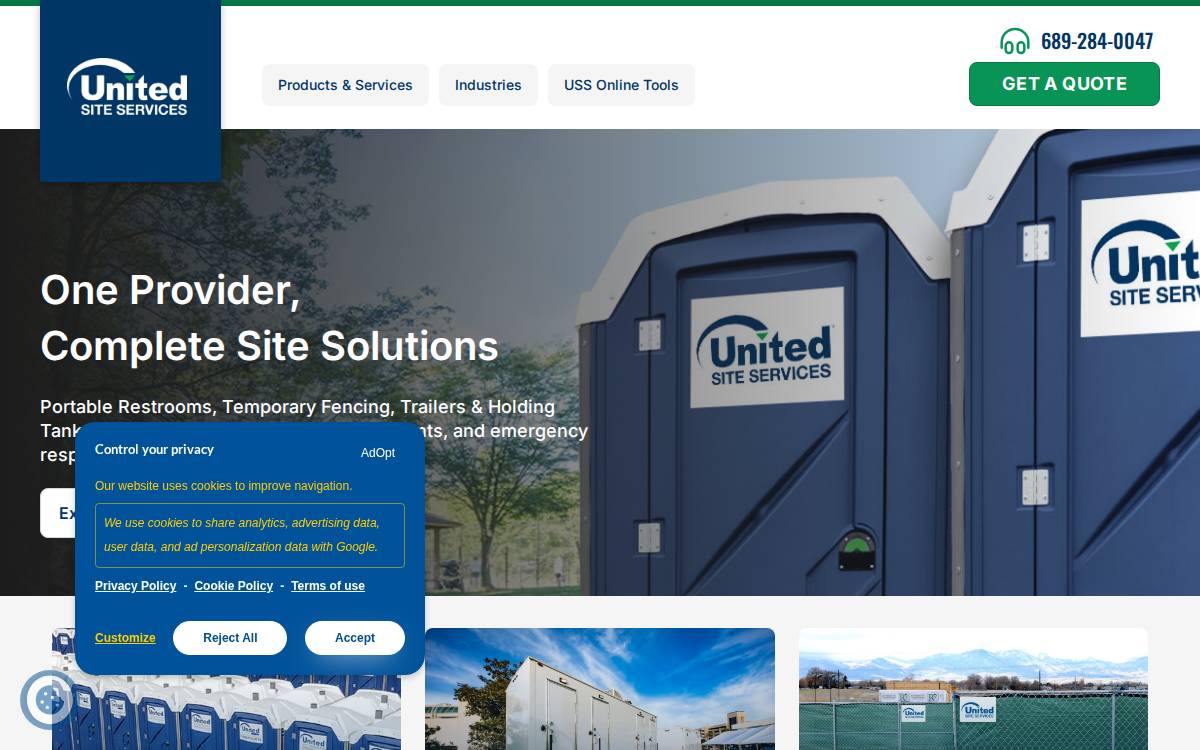 United Site Services website preview