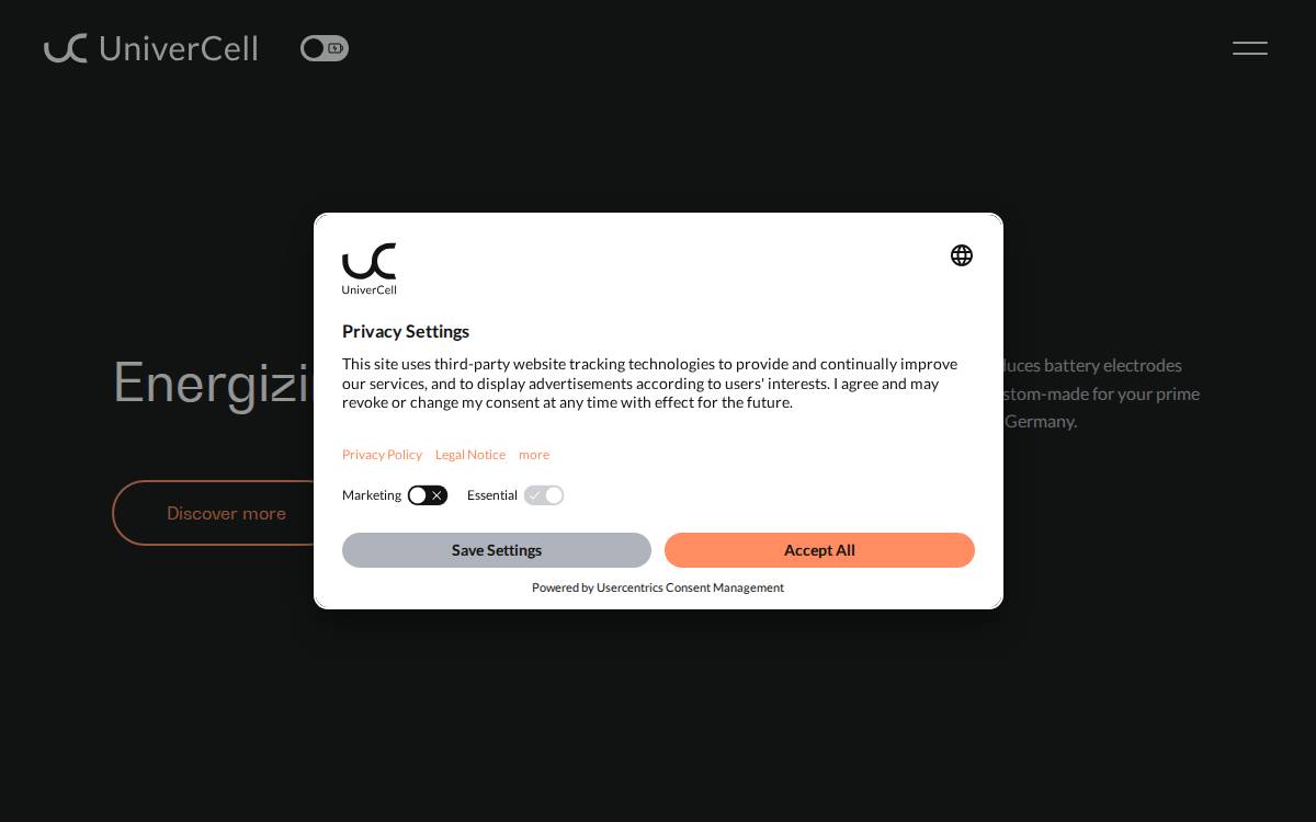 Univercell website preview