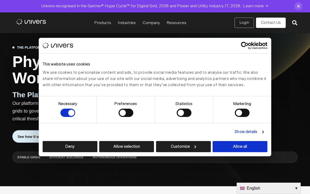 Univers website preview