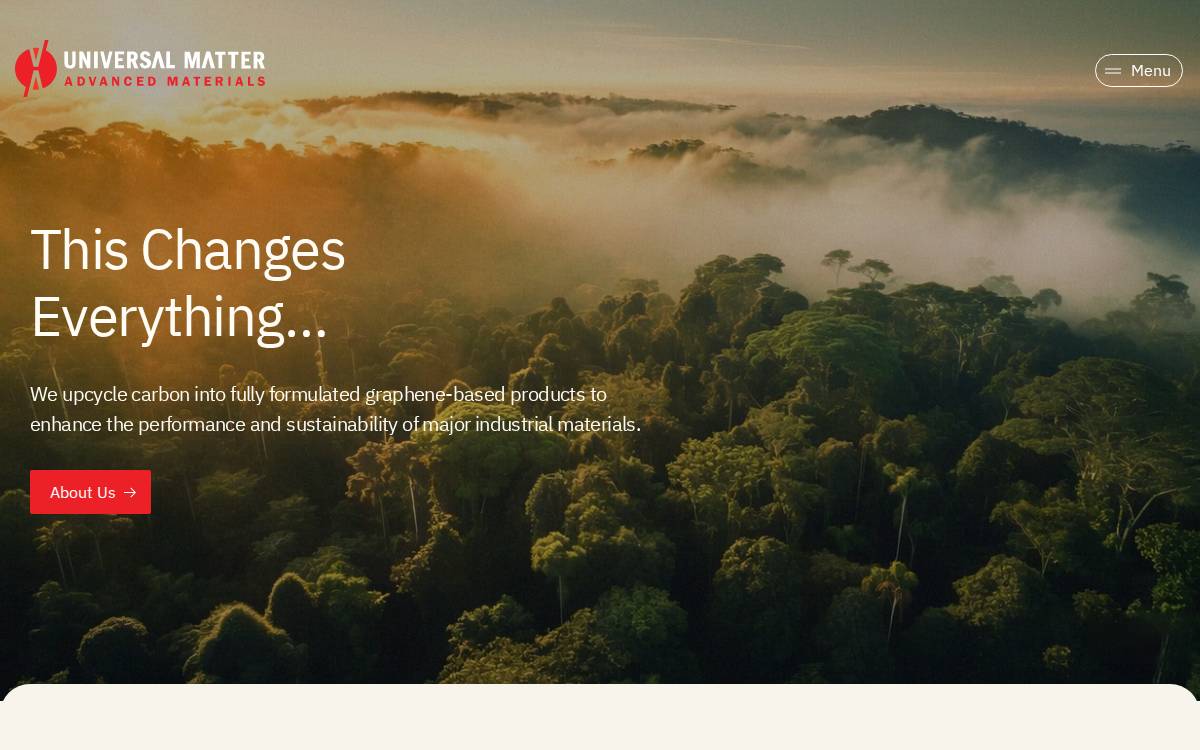 Universal Matter Inc. website preview