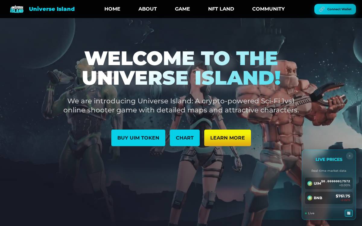 Universe Island website preview