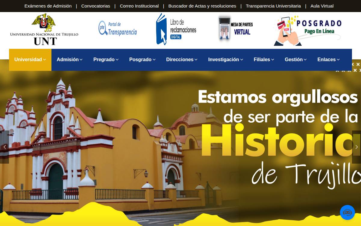 Universidad Nacional de Trujillo website preview