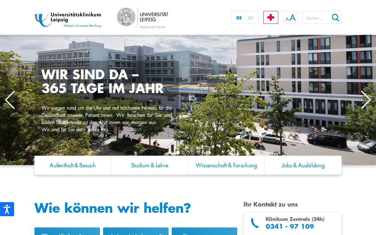 Universitätsklinikum Leipzig website preview