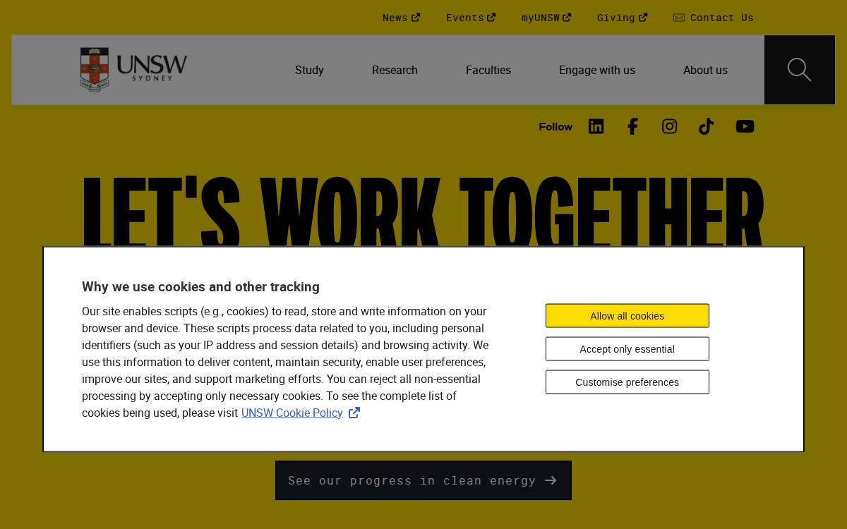 University of New South Wales website preview
