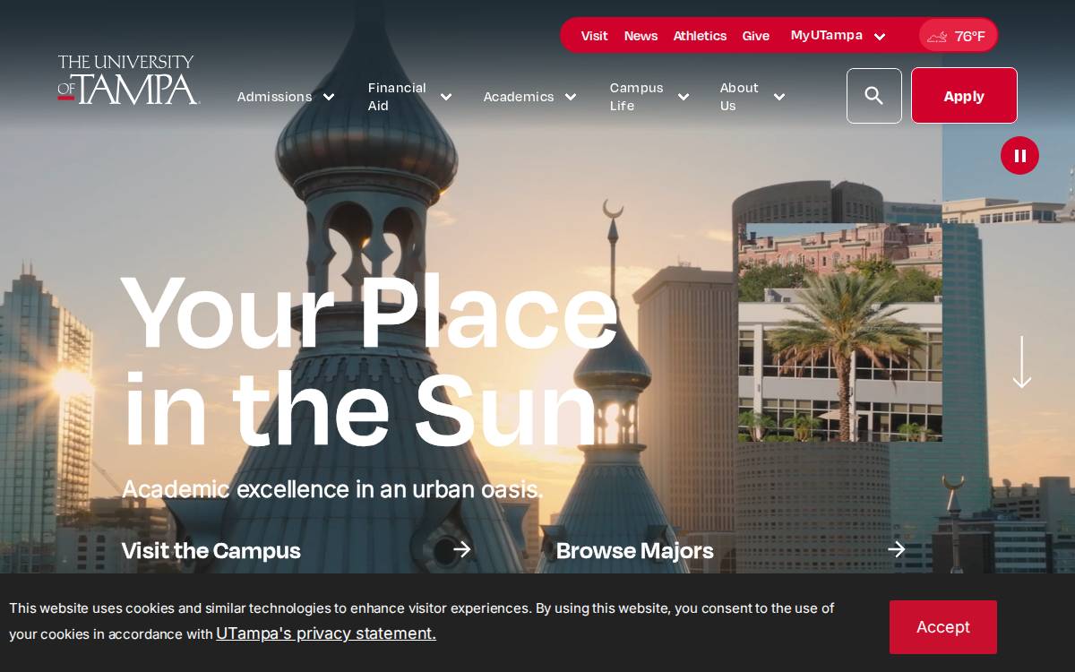 University of Tampa website preview