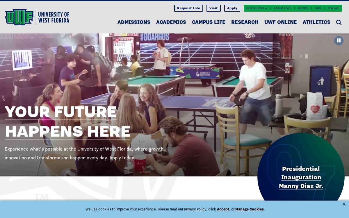 University of West Florida website preview