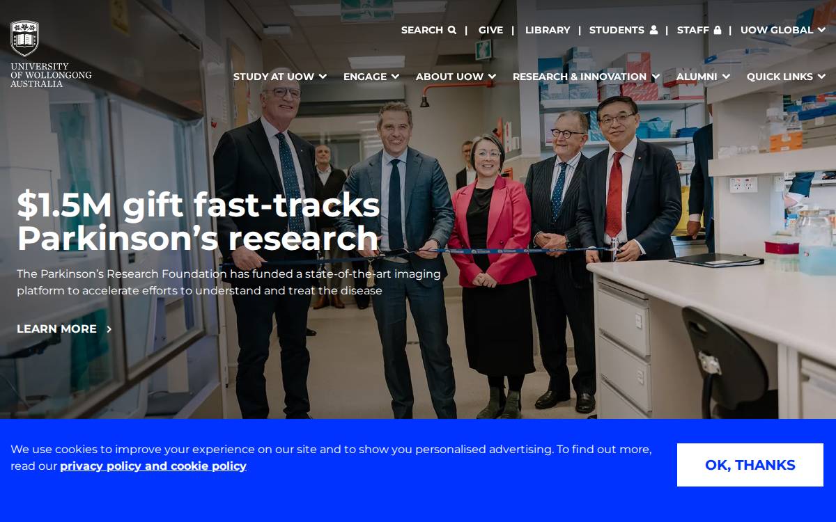 University of Wollongong website preview