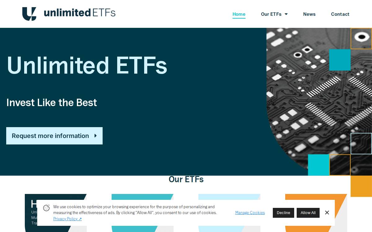 Unlimited ETFs website preview