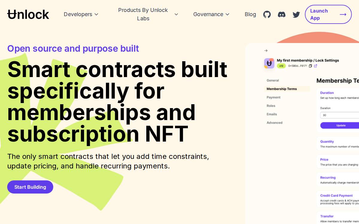 Unlock Protocol website preview
