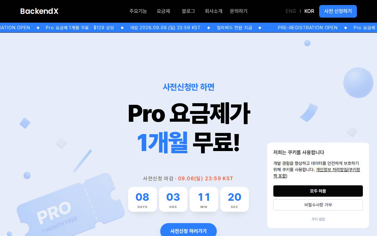 백엔드엑스 website preview
