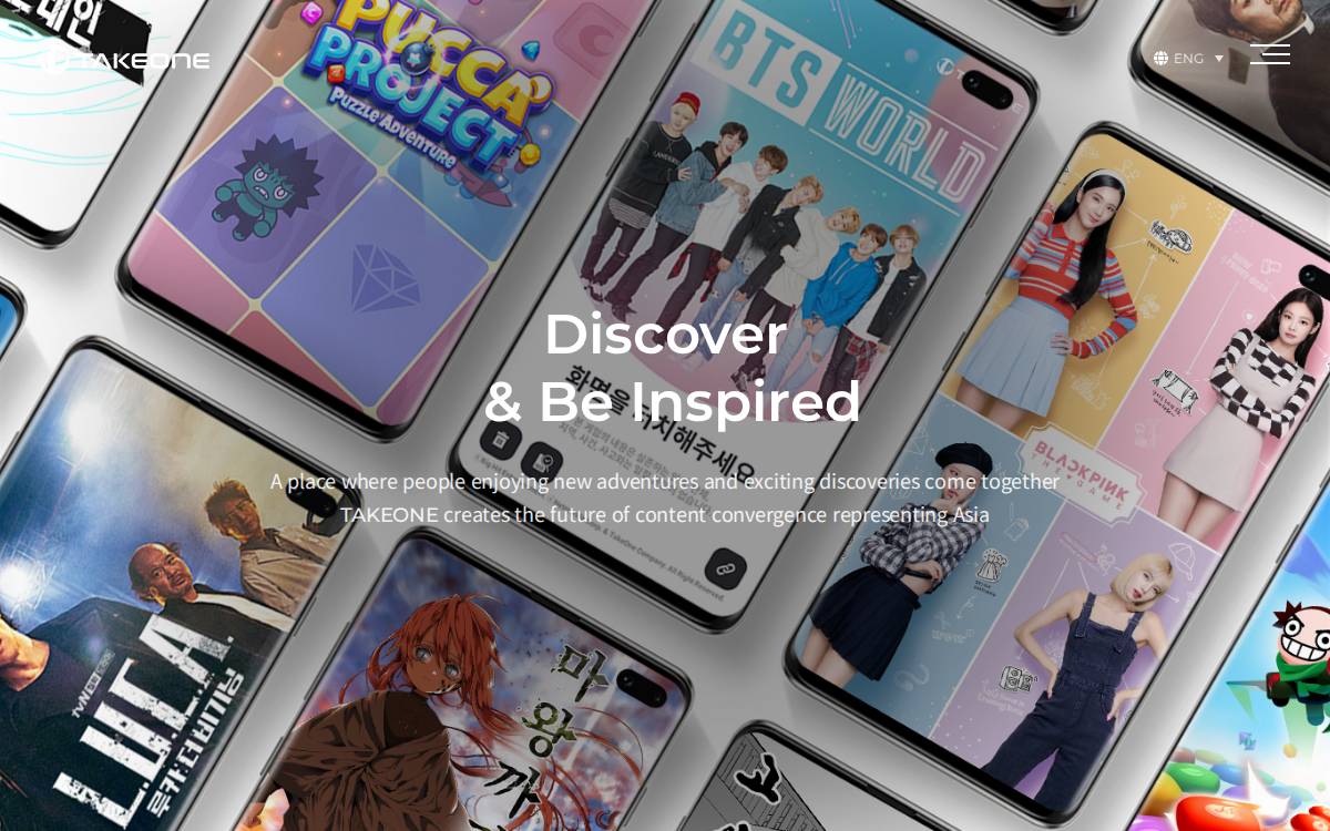 테이크원컴퍼니 website preview