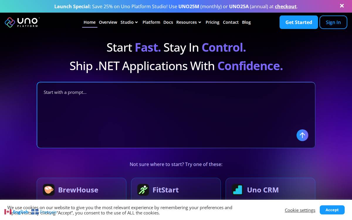 UNO Platform website preview