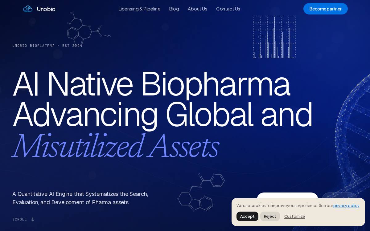 Unobio website preview