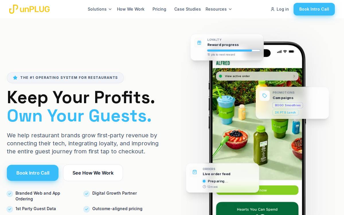 Unplugdining website preview