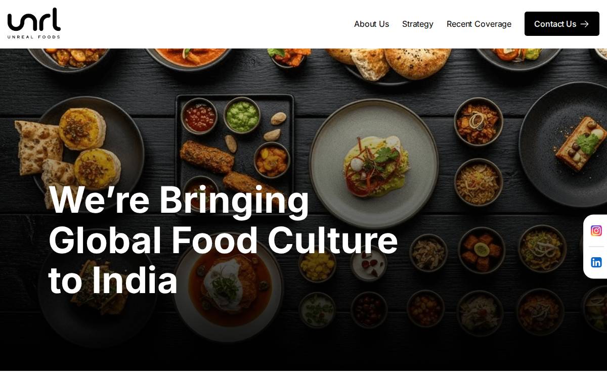 Unreal Foods website preview